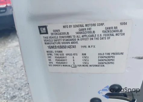 2005 Chevrolet Trailblazer Ext Ls z USA, uszkodzony, nr VIN 1GNES16S656143741